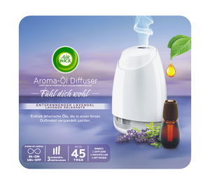 Air Wick Essential Mist Aroma difuzér bílý na éterické oleje + náplň levandule 20ml